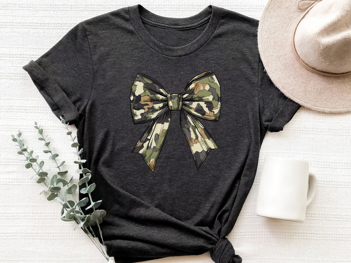 Funny Hunting Season Shirt for Women, Camo Bow Shirt, Camo Coquette Bow Shirt, Duck Hunting Shirt, Women's Camouflage Bow Shirt