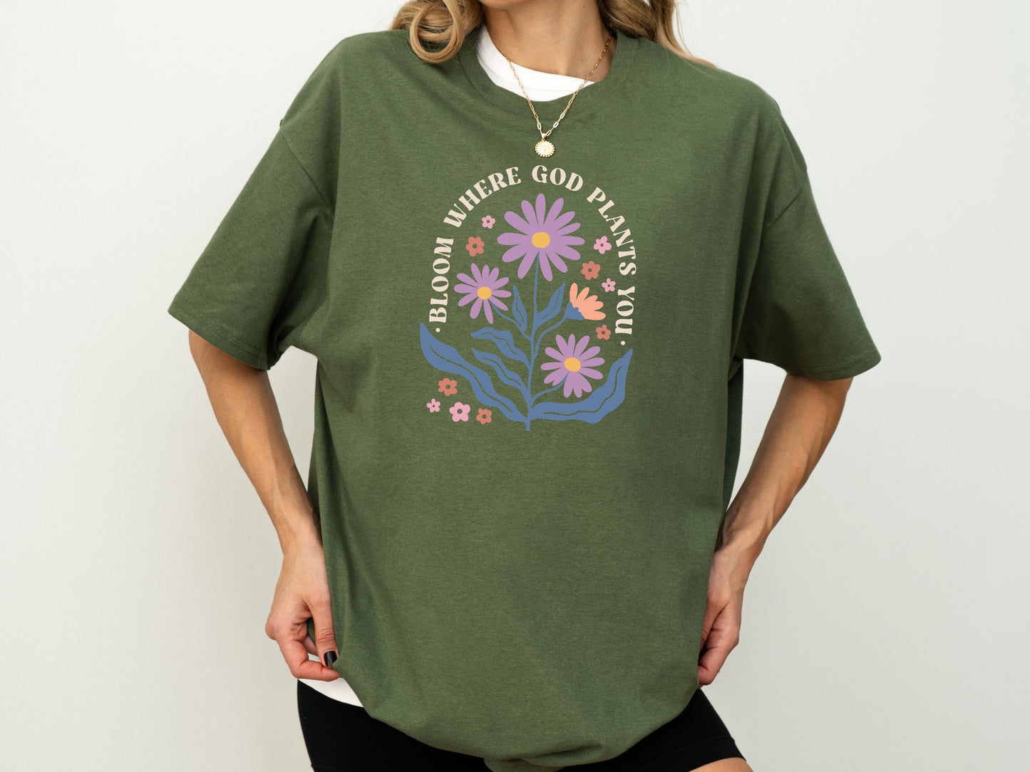Bloom Where God Plants You Tee, Religious Gifts For Women, Bible Verse T Shirt, Christian T Shirts, Faith Tee Shirt, Floral Christian Shirt