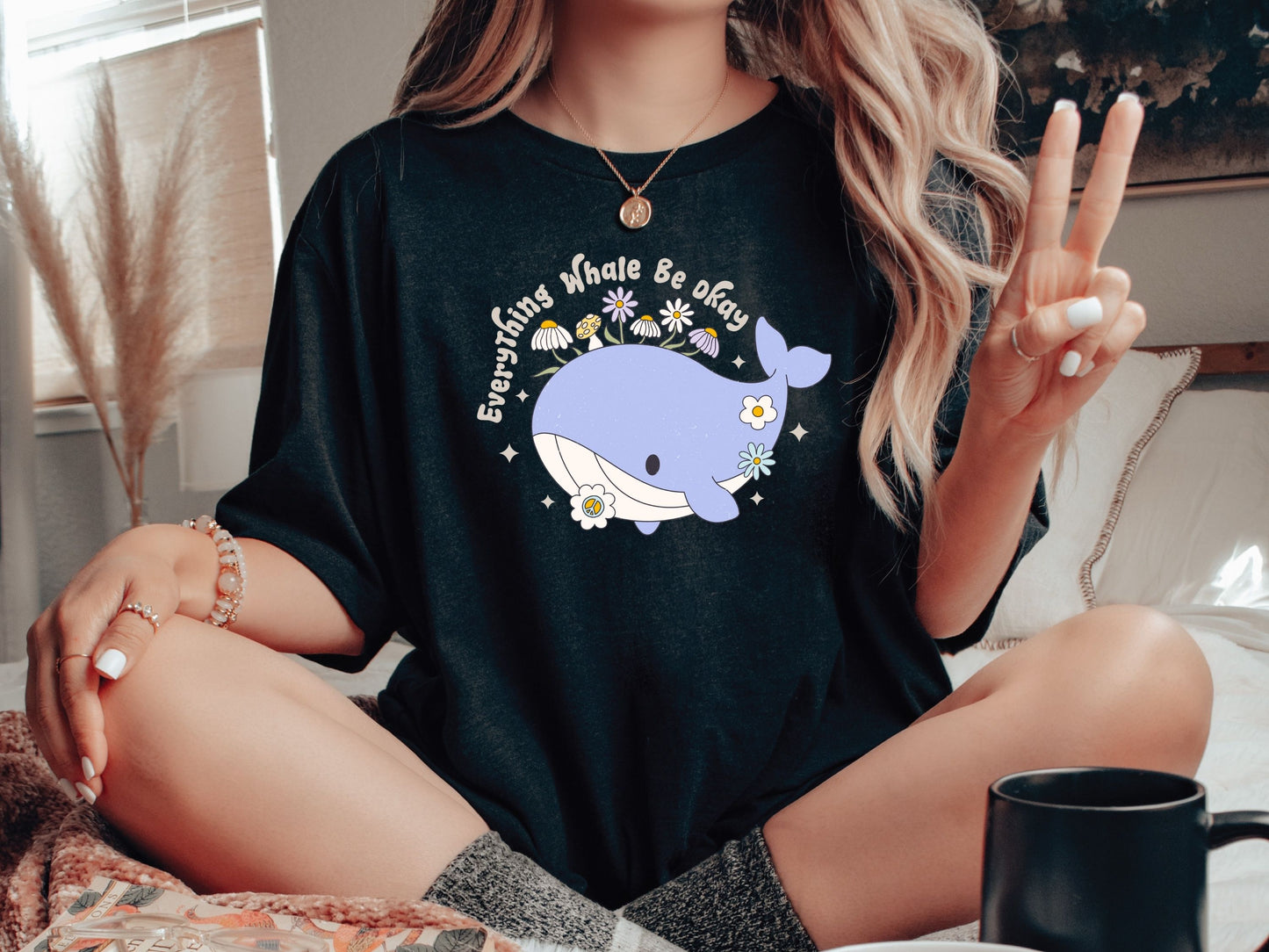 Everything Whale Be Okay T-Shirt, Ocean Lover Gift, Funny Whale Shirt, Positive Vibes Shirt, Ocean Inspired Gifts, Motivational Shirt